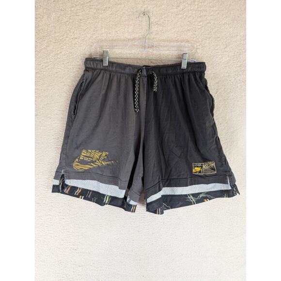 Nike Team Shorts Mens Medium Reversible Lightnight Black Gray Mesh Lined NO TAG - Picture 1 of 15